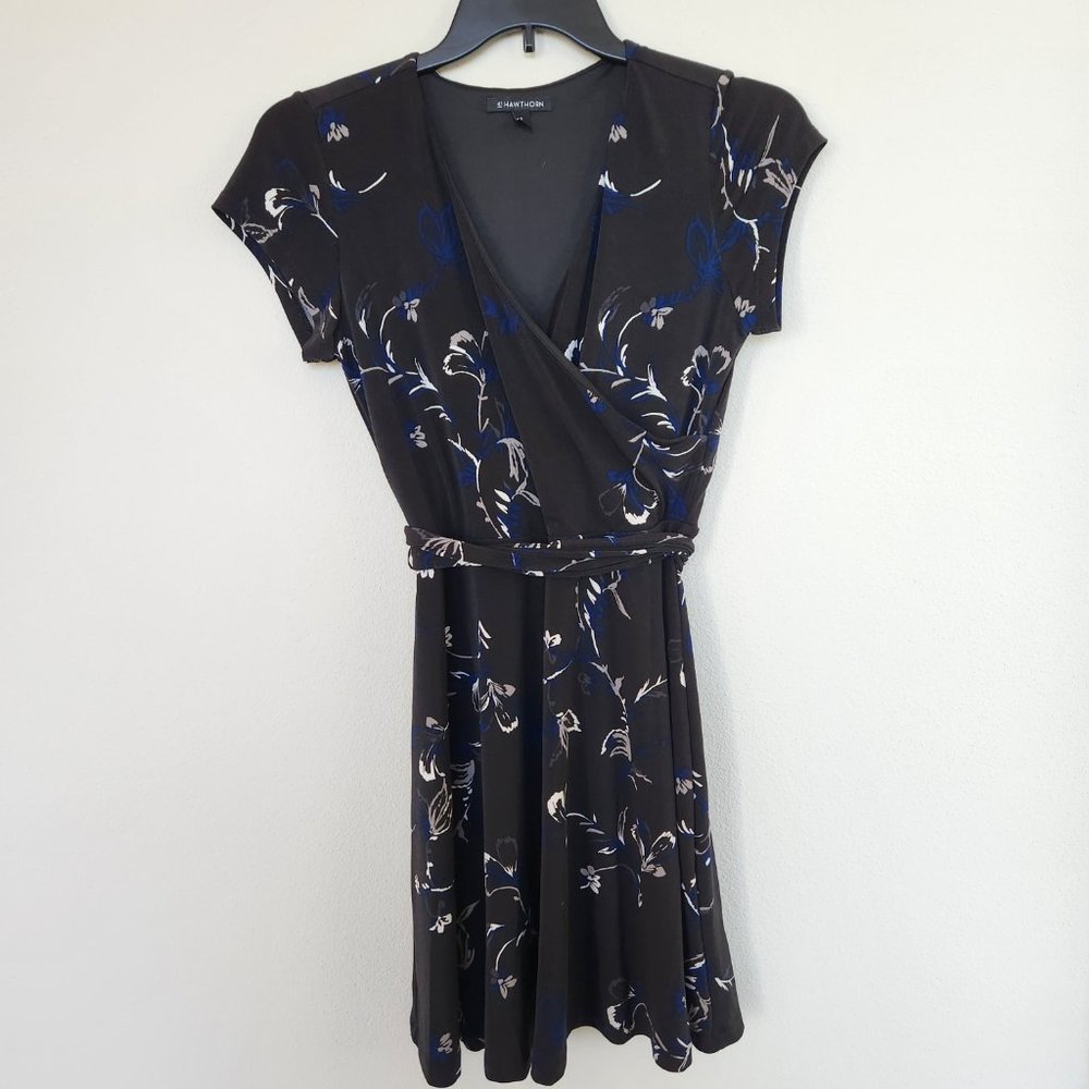 41 Hawthorne Black Floral Wrap Dress